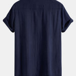 Atomic Print Linen Look Patchwork Bowling Shirt