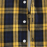 Plaid Contrast Button Up Hooded Shirt