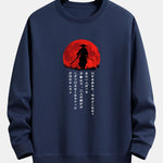 Japanese Samurai Print Relax Fit Sweatshirt