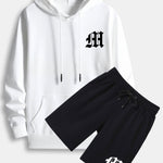 Letter Print Hoodie & Shorts
