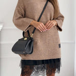 Margovil Mockneck Drop Shoulder Fall Casual Sweater