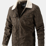Regular Fit Teddy Lined Faux Suede Jacket