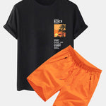 Palm Tree Beach Landscape Print T-Shirt & Swim Shorts