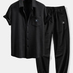 Short Sleeve Waffle Shirt & Drawstring Waffle Jogger Pants