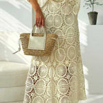 High Rise Crochet Hollow Out Maxi Skirt