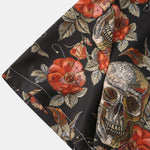 Rose Skull Print Button Up Shirt