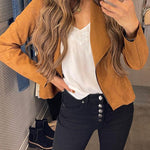 Margovil Zip Up Pocketed Faux Suede Moto Jacket(in 7 Colors)