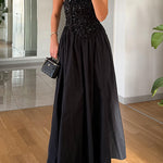 Margovil Crewneck Sleeveless Glitter Sequin Splice Maxi Dress