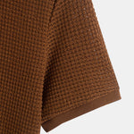Waffle Textured Ribbed Hem Henley Shirt