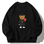 Basketball Bear Print Crew Neck Relaxed Sweatshirt