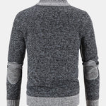 Zip Up Faux Suede Patchwork Sweater