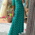 Margovil Scoop Neck 3/4 Sleeve Maxi Floral Dress