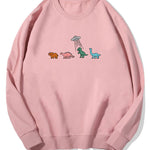 Cartoon Dinosaur Print Cotton Sweatshirt