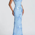 Margovil Backless Lace-up Corset Flower Embroidery Maxi Cami Dress