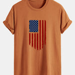 Regular Fit American Flag Print Cotton T-Shirt