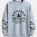 Halloween Witches Brew Coffee Print Relax Fit Sweatshirt