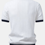 Contrast Textured Johnny Collar Knit Polo