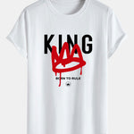 Crown King Print Cotton Arc Hem T-Shirt