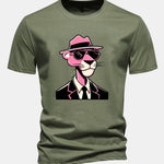 Regular Fit Pink Panther Gentleman Print Cotton T-Shirt