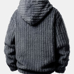 Teddy Fleece Stripe Kangaroo Pocket Hoodie