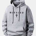 Blessed Cross Print Relax Fit Hoodie