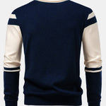 Long Sleeve Color Block Knit Polo Shirt
