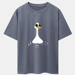 Sunglasses Goose Print Drop Shoulder Oversize T-Shirt