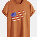 Regular Fit Fighter Jets American Flag Print Cotton T-Shirt