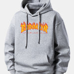 Flame Brooklyn Print Relax Fit Hoodie