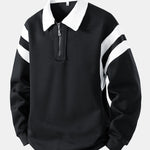 Color Block Zipper Polo Sweatshirt