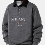 Milano Print Contrast Polo Collar Sweatshirt