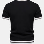 Textured Contrast Crew Neck Knit T-Shirt