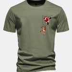 Regular Fit Pocket Santa Print Cotton T-Shirt