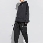 Stylish Black Asymmetric Zipper Hoodies