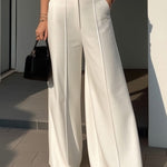 High Waisted Wide Leg Solid Color Pants