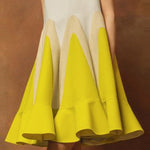 Loose Sleeveless Contrast Color Falbala Round-Neck Mini Dresses