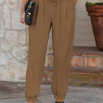 High Waist Lace-Up Pencil Cuff Pants