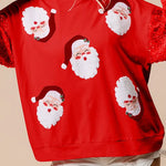 Christmas Casual Loose Round Neck Sequined Sleeve Sweatshirt