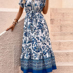 Bohemian Blue V-Neck Dress