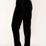 Solid Color Velvet Long-sleeve Blazer and Elastic Waist Pocket Pants Set