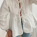 Fashion Bow Long Sleeve Shirt Top