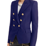 Long Sleeves Buttoned Notched Collar Blazer Outerwear