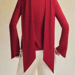 Flared Sleeves Long Sleeves Solid Color Zipper Boat Neck T-Shirts Tops