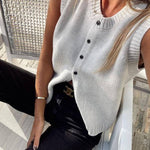 Casual Street Solid Color Buckle O Neck Tops