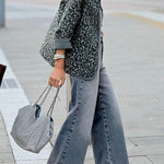 Leopard print stylish warm jacket