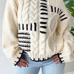 Nioa Cheerful Contrast Patchwork Knitted Pullover Sweater