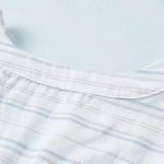Striped Print Loose Fit V Neck Short Sleeve Blouse