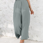 Simple Wide Leg Loose Elasticity Casual Pants Bottoms