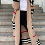 Casual Street Striped Patchwork V Neck Outerwear