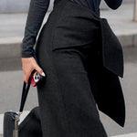 High Waisted Loose Asymmetric Solid Color Split-Joint Pants Trousers